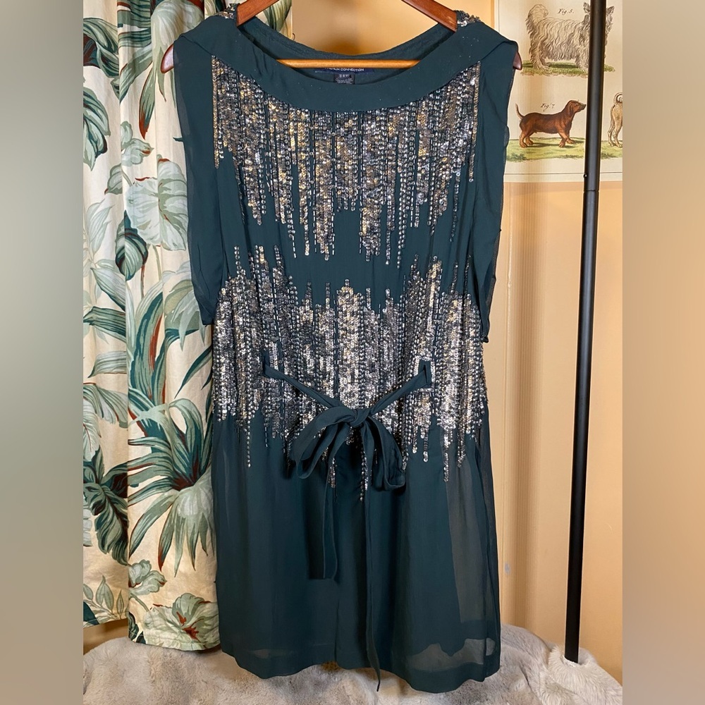 French Connection Green Sequin Mini Dress